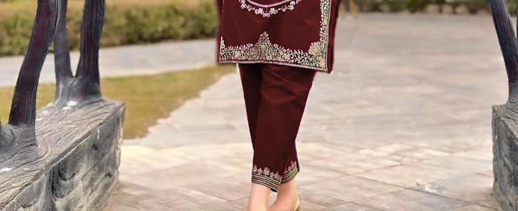 2 Pcs Stiched Cotton Embroidered Suit